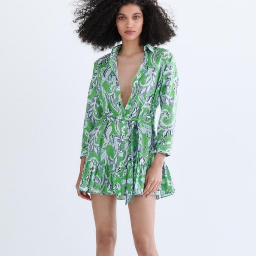 Zara Green Paisley Dress
